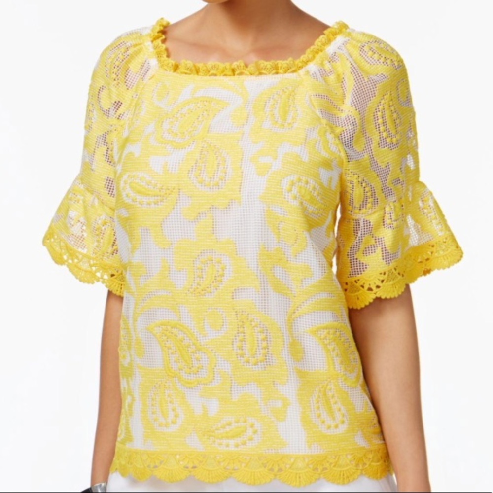 Charter Club yellow lace blouse